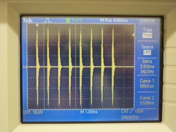 Loran pulse on oscilloscope