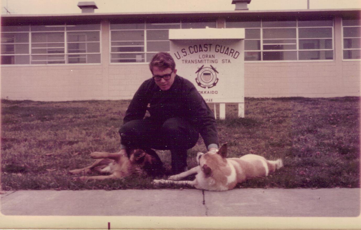Baughman with station dogs circa 1971