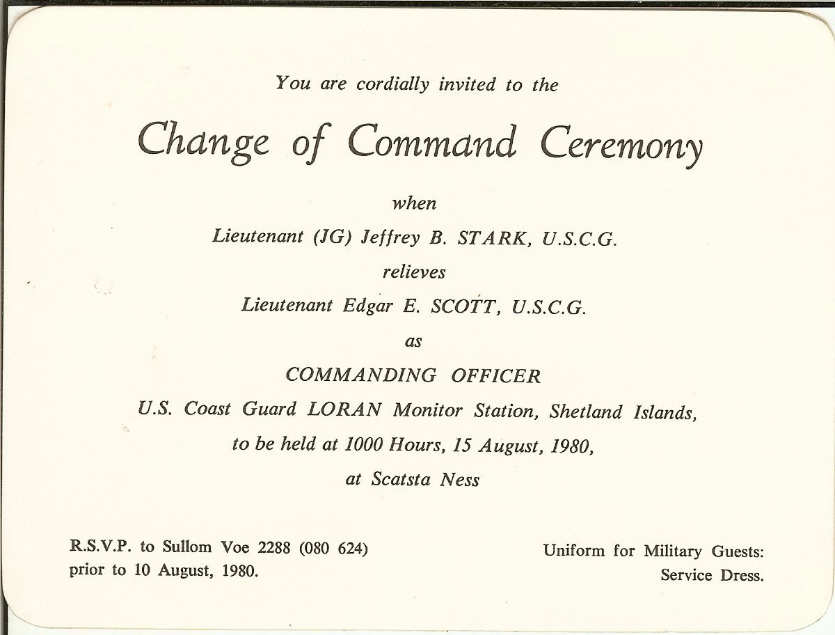 Change of Command Invitation circa 1980